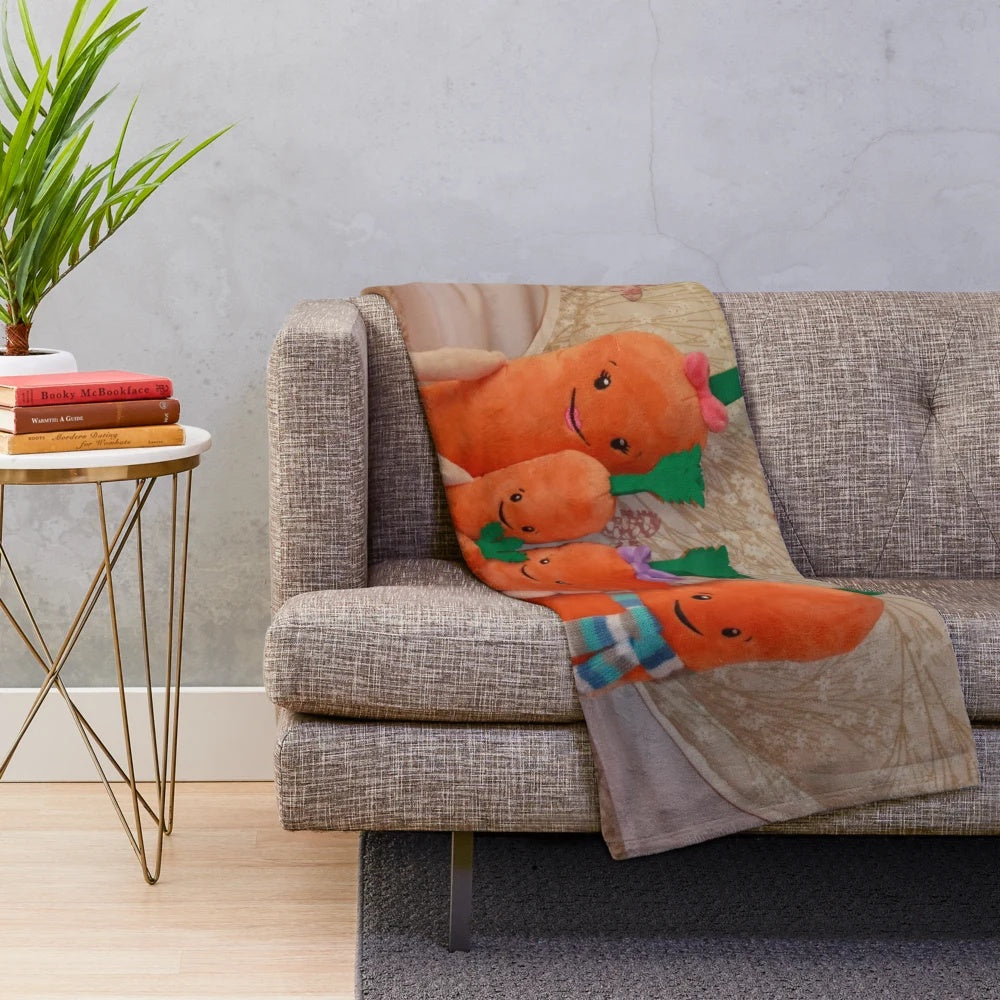 Carrot Family Plush Blanket featuring Kevin, Katie, Chardonnay, Jasper, and Baby Carrot