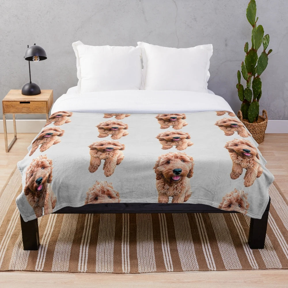 Cozy plush blanket featuring an adorable cockapoo or cockerpoo doodle dog