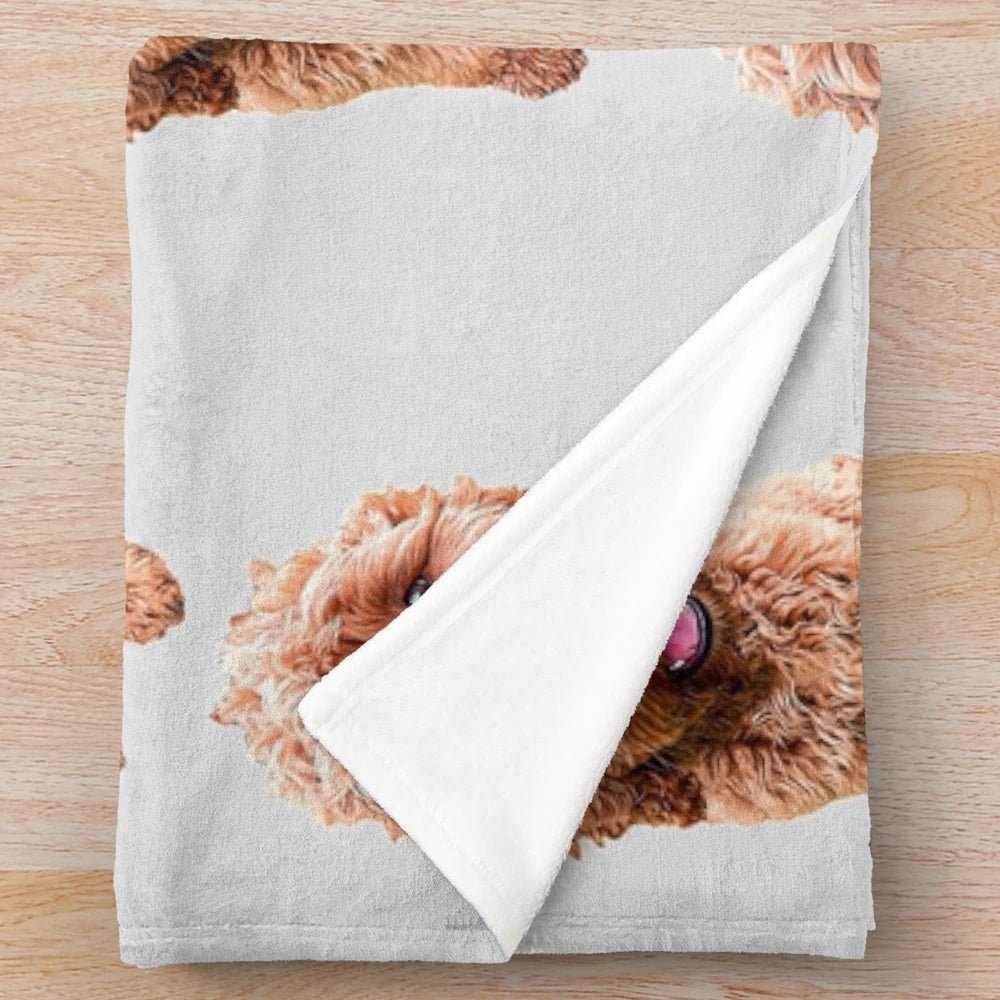 Cozy plush blanket featuring an adorable cockapoo or cockerpoo doodle dog