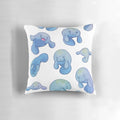 Soft and plush manatee-shaped pillow in blue and gray colors