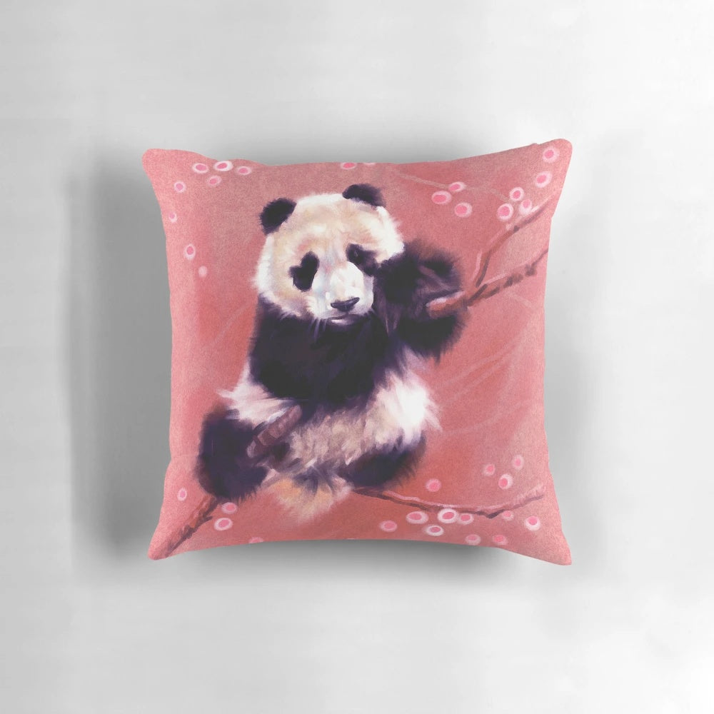 Adorable panda-shaped pillow with black and white fur