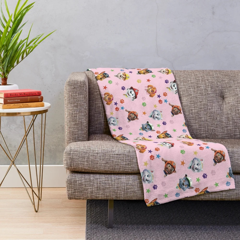Paw print plush blanket featuring the Paw Patrol characters