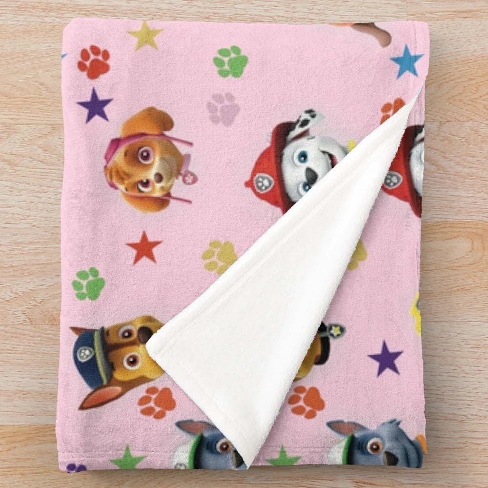 Paw print plush blanket featuring the Paw Patrol characters
