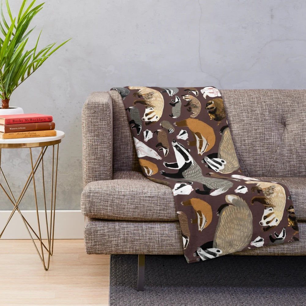 Soft and plush badger themed blanket for kids and animal lovers