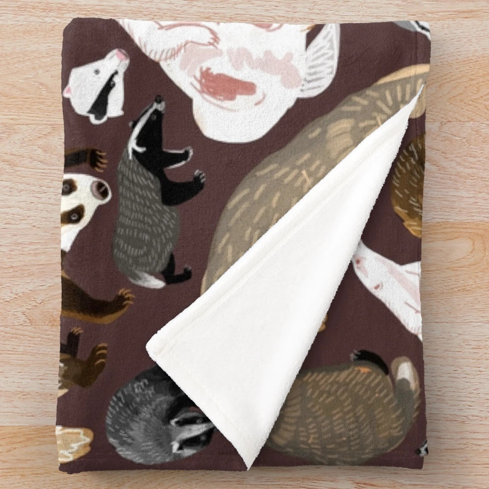 Soft and plush badger themed blanket for kids and animal lovers