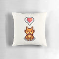 A cozy, plush pillow featuring a happy, orange tabby cat design inspired by the popular video game Stardew Valley.