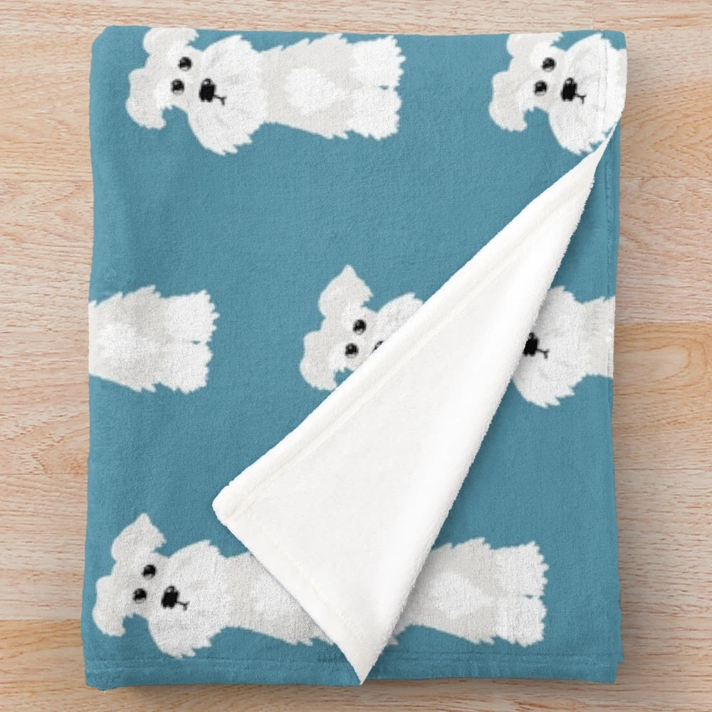 White Miniature Schnauzer Dog Plush Blanket