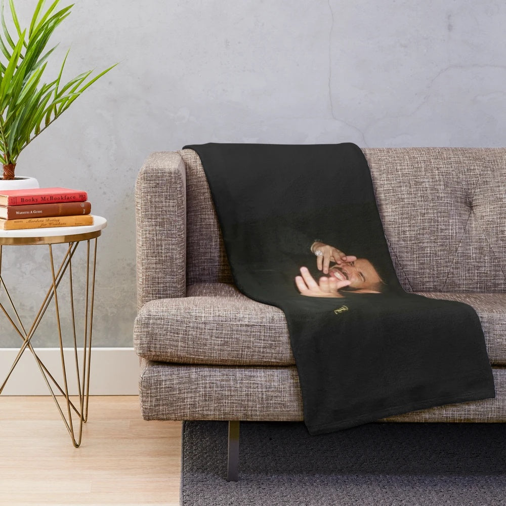 Drake-inspired plush blanket featuring artist's graphic design