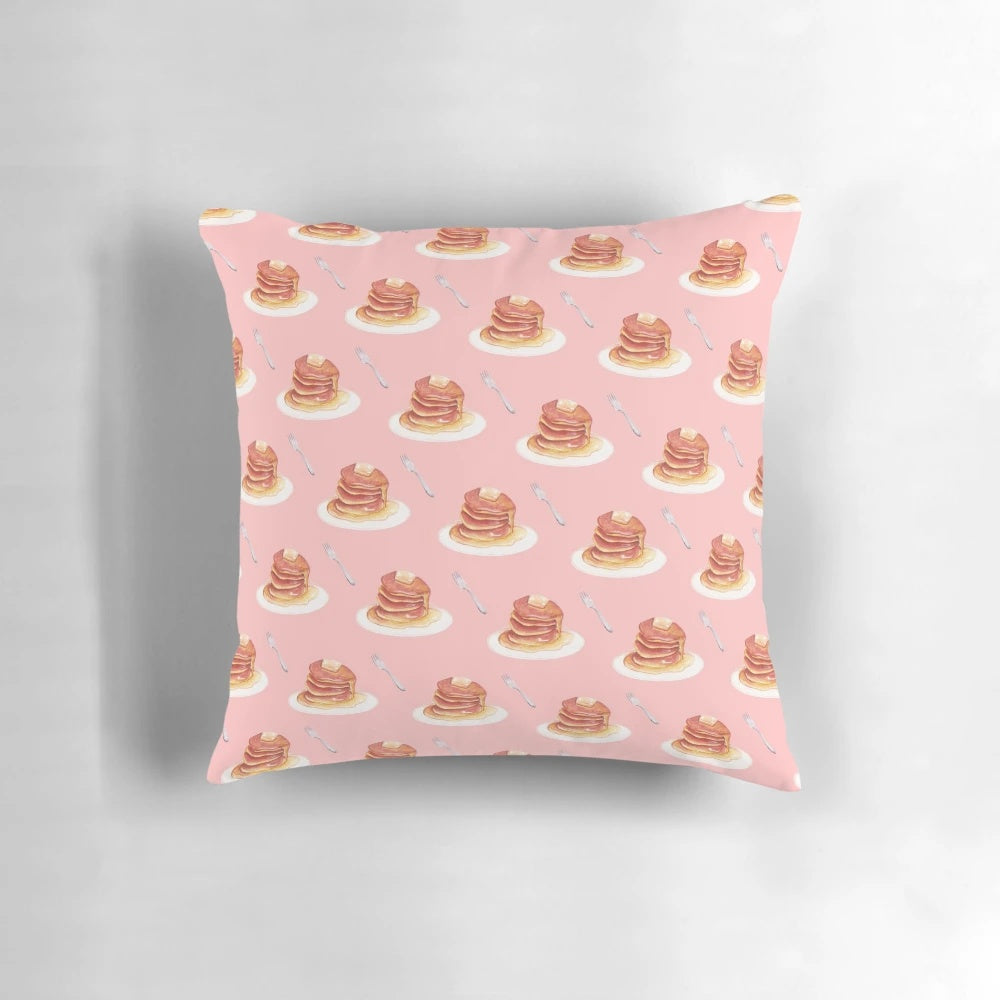 Soft, pastel-colored pancake pattern pillow with a watercolor design