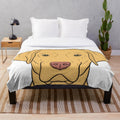Dudley Lab plush blanket with cartoon yellow labrador retriever design