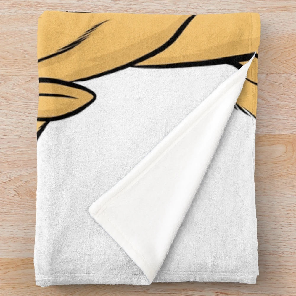 Dudley Lab plush blanket with cartoon yellow labrador retriever design