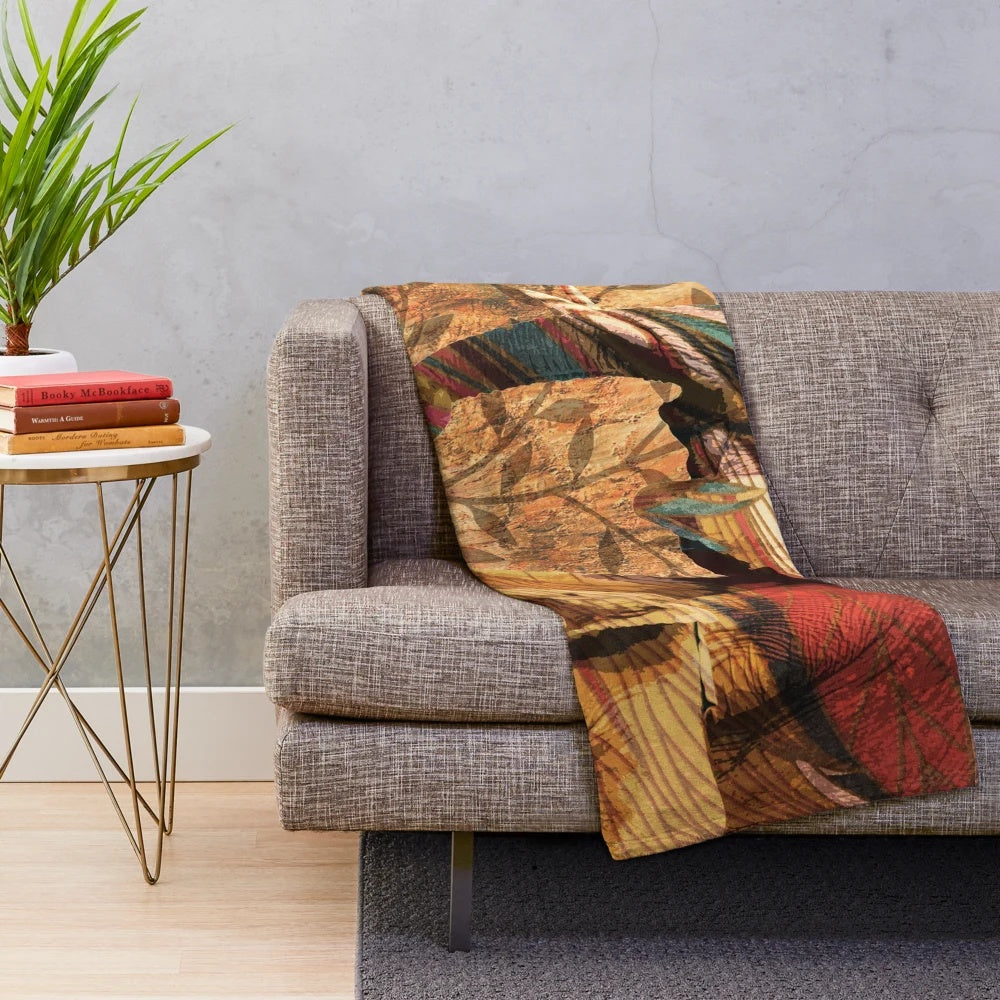 Soft and cozy elephant plush blanket with an African patterned elephant design