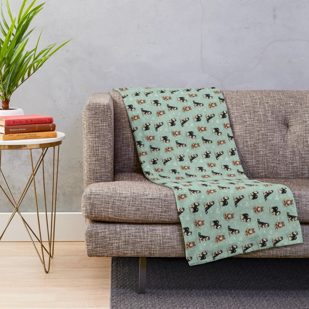 Soft and cozy fleece blanket featuring a Finnish Lapphund dog design