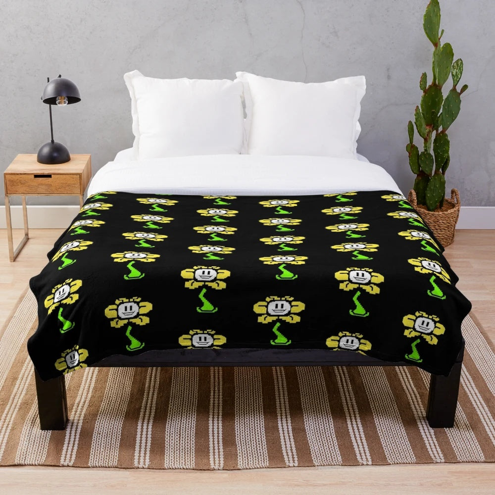 Soft and cozy Flowey plush blanket from the video game Undertale
