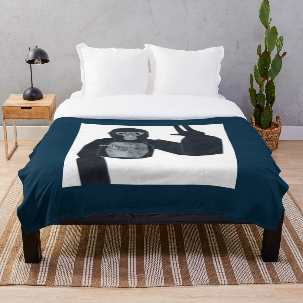 Soft and cozy gorilla plush blanket for VR gaming enthusiasts
