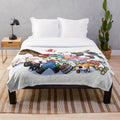 Harvest Moon-themed plush blanket with farm animal designs