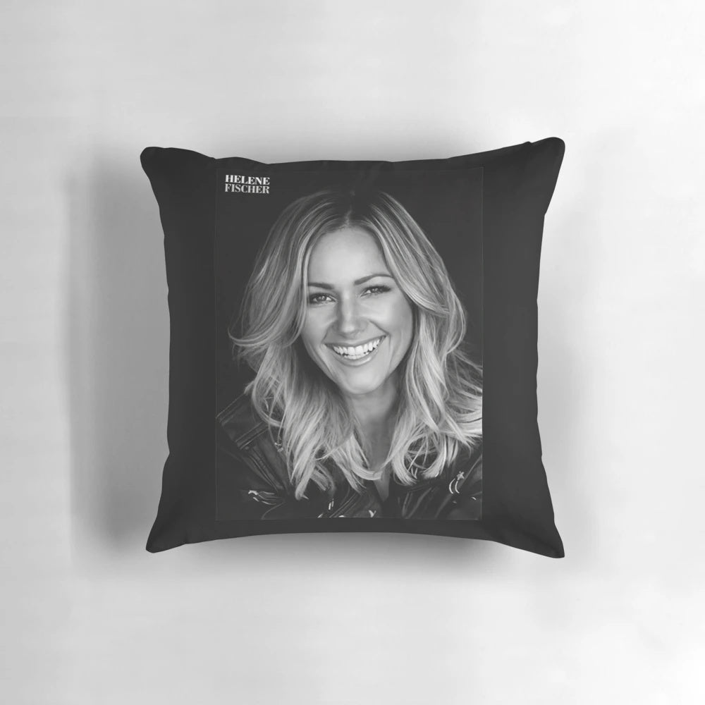 Soft, plush pillow featuring the image of German pop singer Helene Fischer