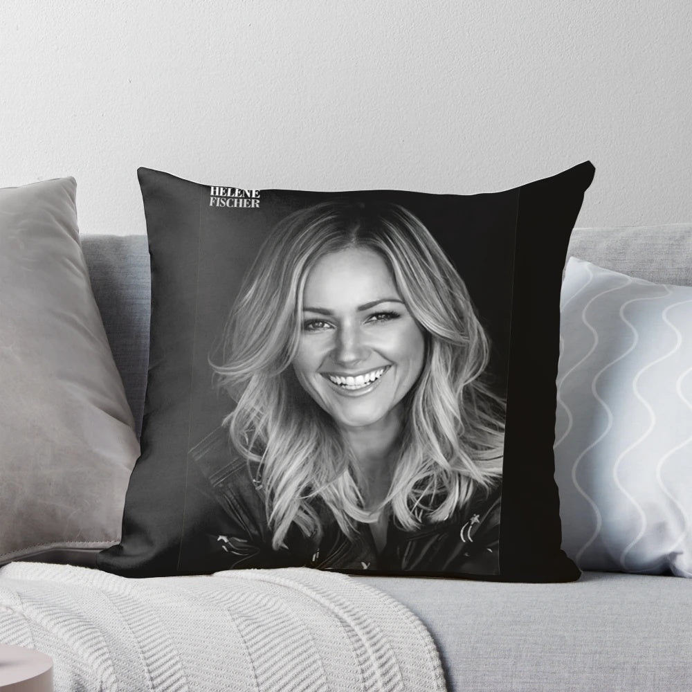 Soft, plush pillow featuring the image of German pop singer Helene Fischer