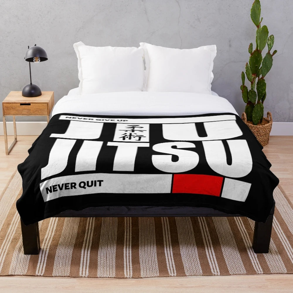 Jiu jitsu plush blanket with never quit design