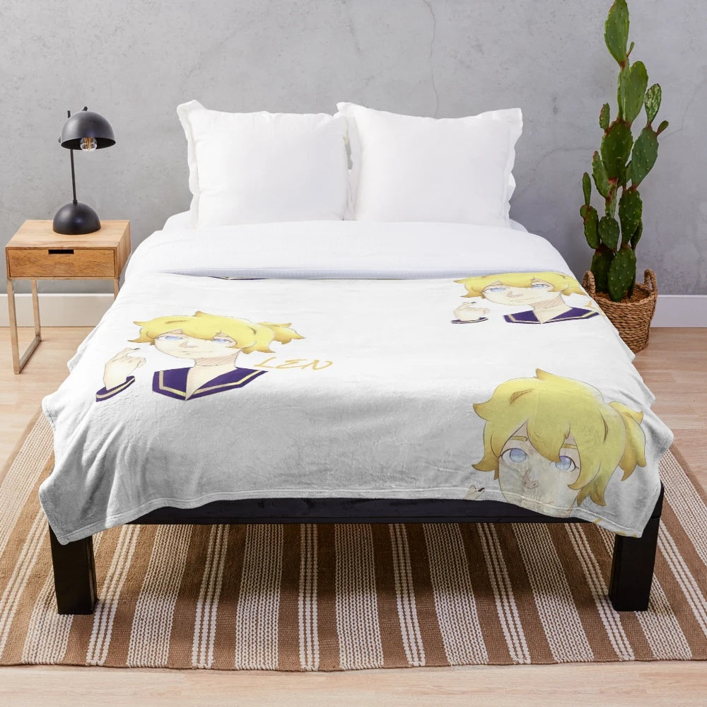 Kagamine Len plush blanket featuring the popular anime boy character