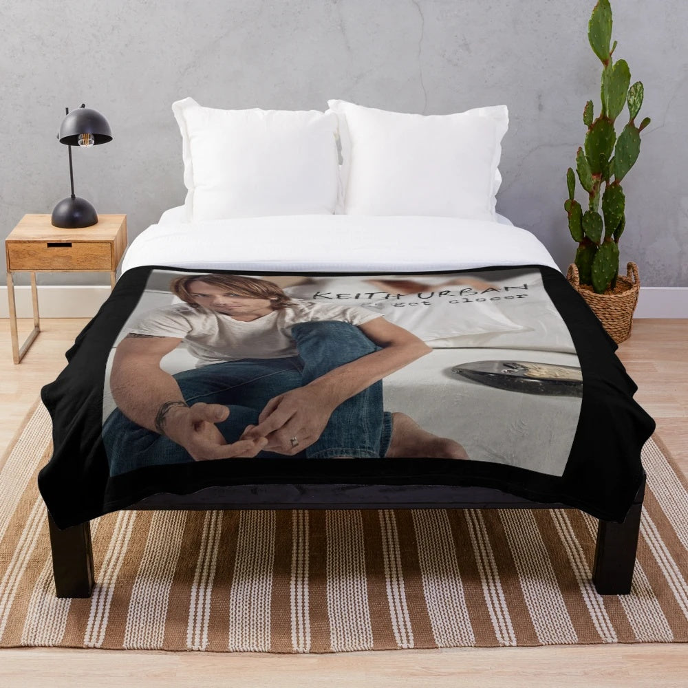 Keith Urban inspired plush blanket with 'Get Closer' design