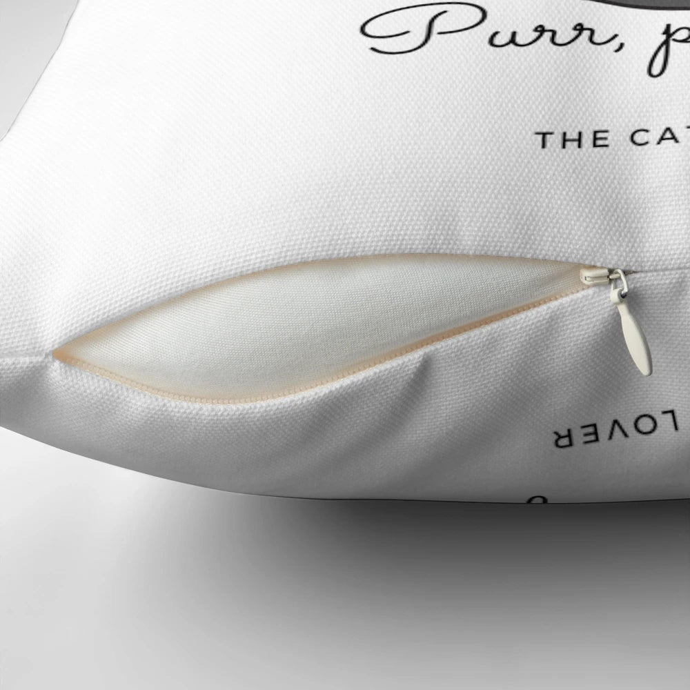 Soft and plush cat-themed pillow with "Soft Kitty, Warm Kitty" design