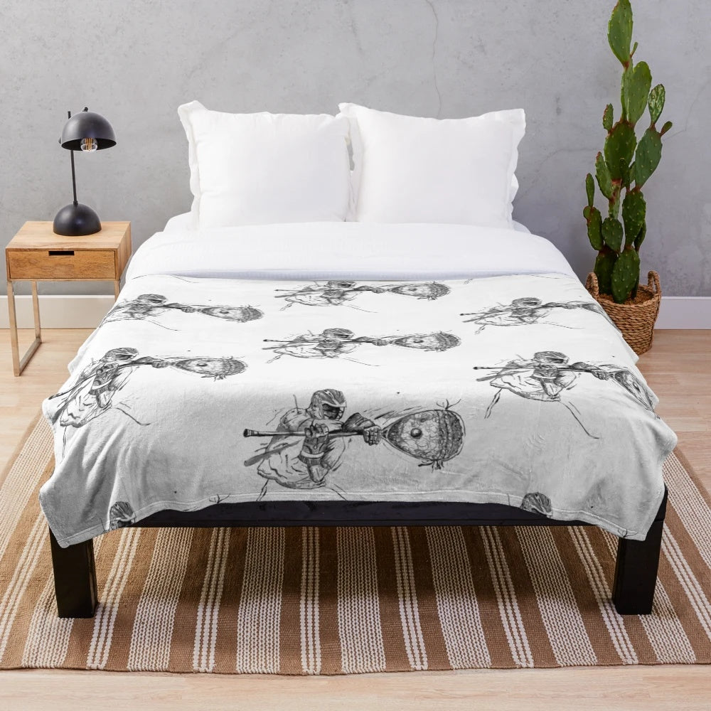Lacrosse goalie plush blanket for sports fans