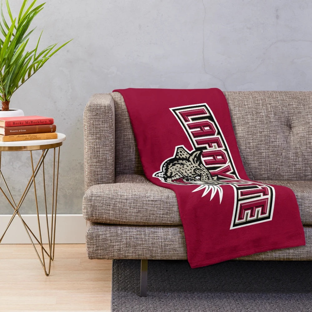 Soft and cozy leopard-print plush blanket for Lafayette College fans