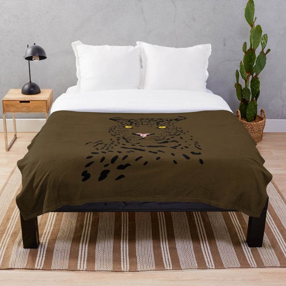 Leopard print plush blanket