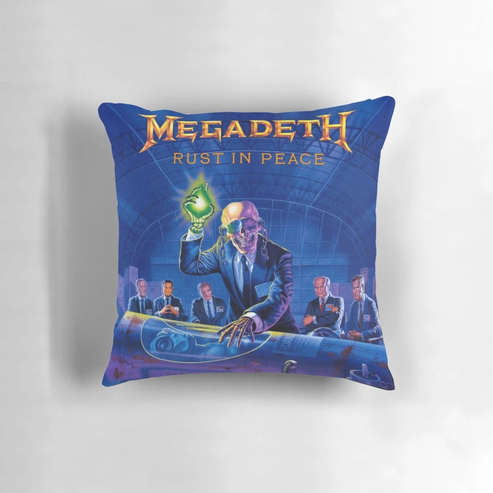 Comfortable megadeth-themed pillow with a lion design