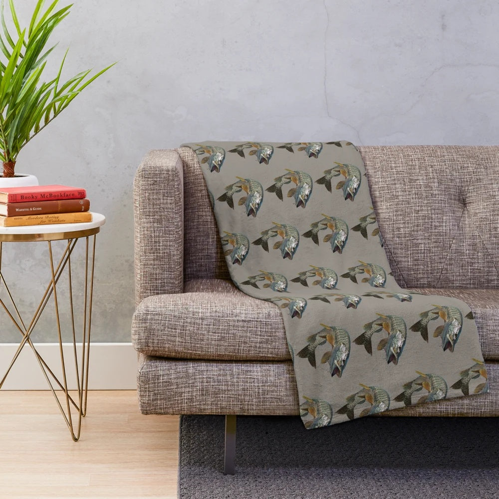 Musky plush blanket for fishing enthusiasts
