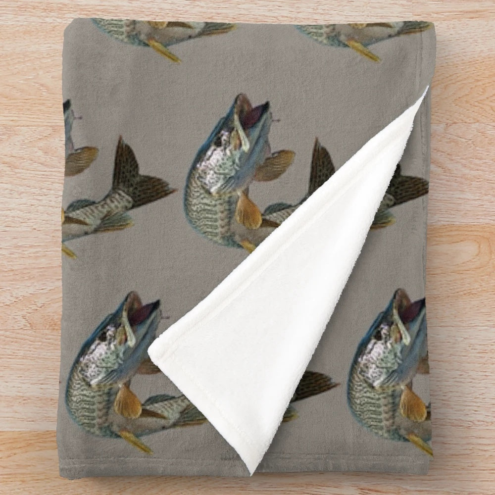 Musky plush blanket for fishing enthusiasts
