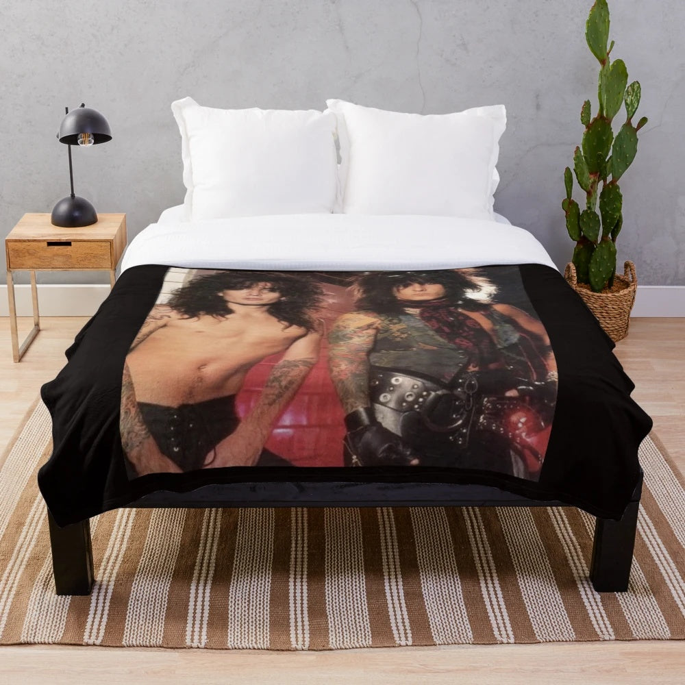 Nikki Sixx and Tommy Lee inspired plush blanket