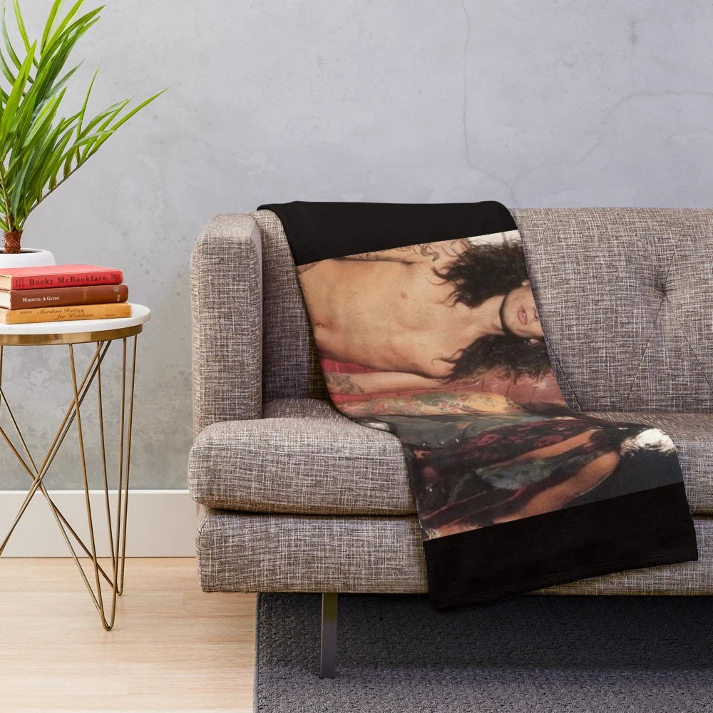 Nikki Sixx and Tommy Lee inspired plush blanket