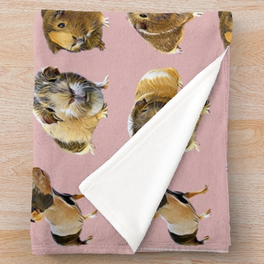 Pink guinea pig plush blanket