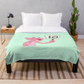 Soft pink plush blanket featuring a cartoon character design