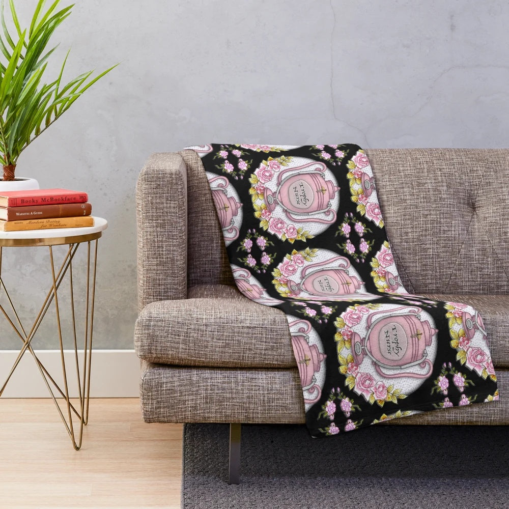 Soft pink plush blanket with trophy nurse graphic