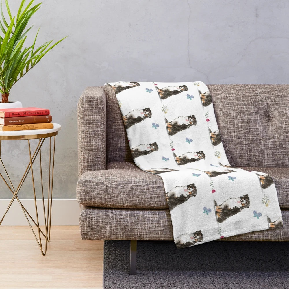 Soft and Cozy Plush Blanket Featuring a Cute Bernese Mountain Dog
