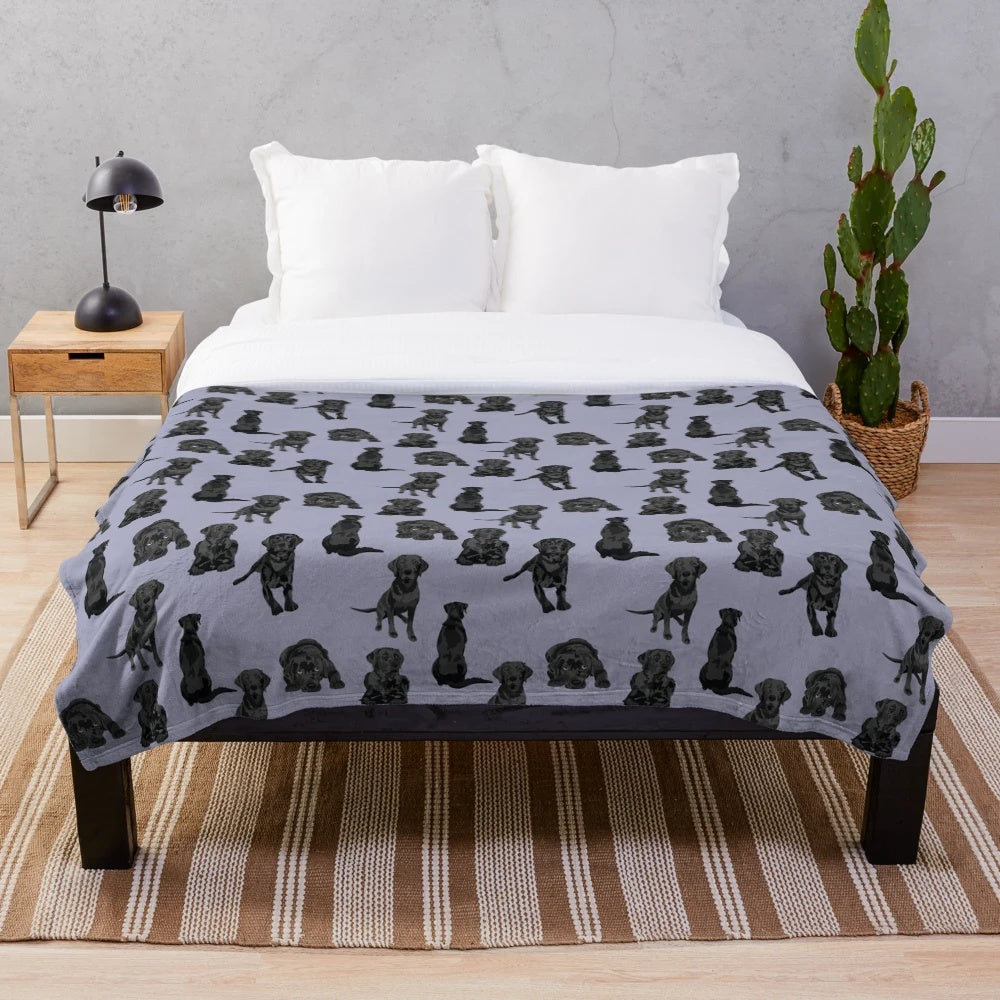 Soft and plush black labrador retriever throw blanket