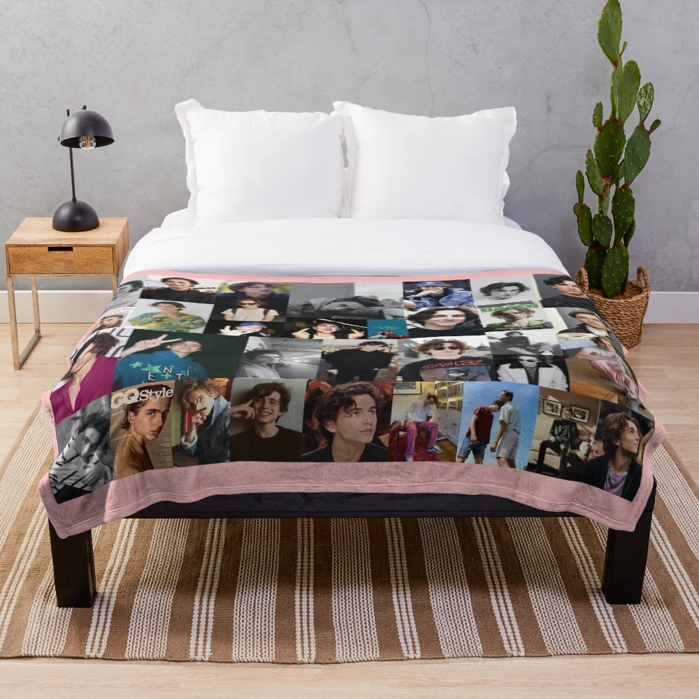 Plush blanket with image of Timothée Chalamet