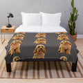 Soft plush pet blanket featuring adorable doodle puppy design