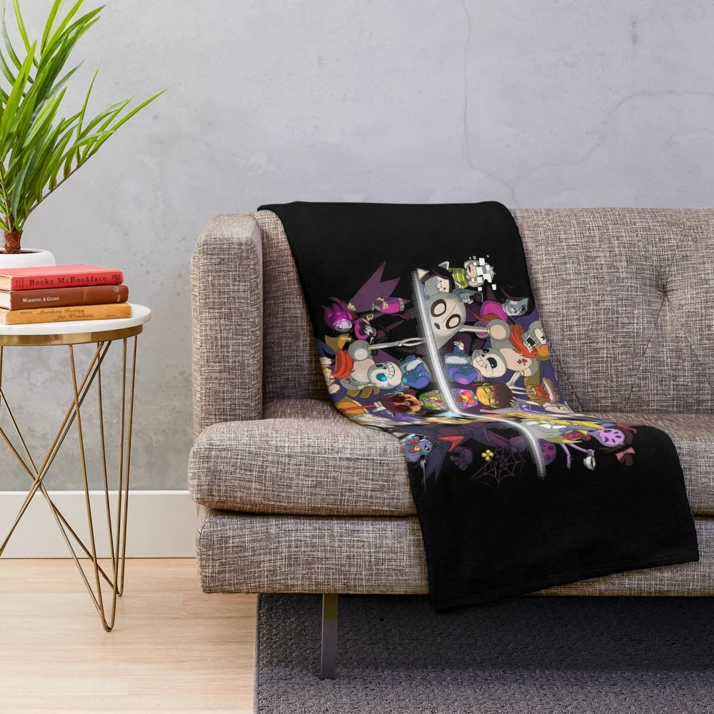 Plush blanket featuring the character Sans from the video game Undertale