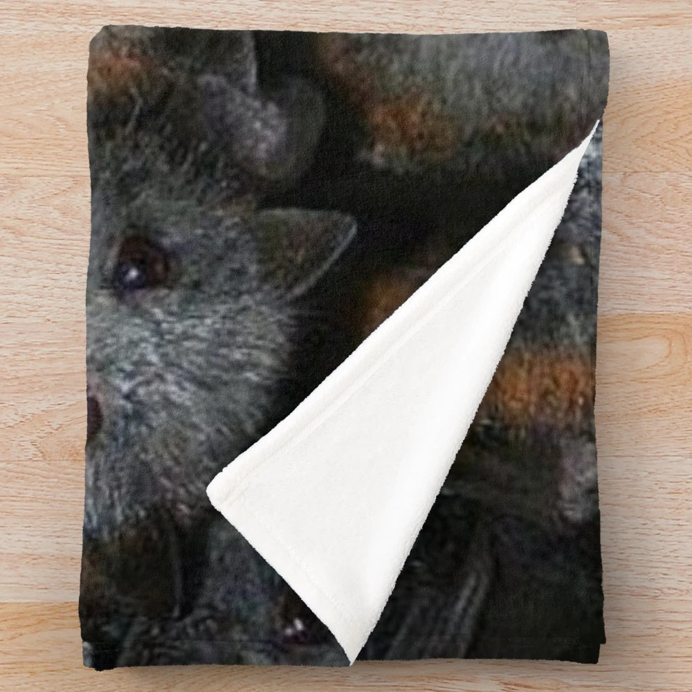 Soft plush blanket featuring adorable grey headed flying fox bats