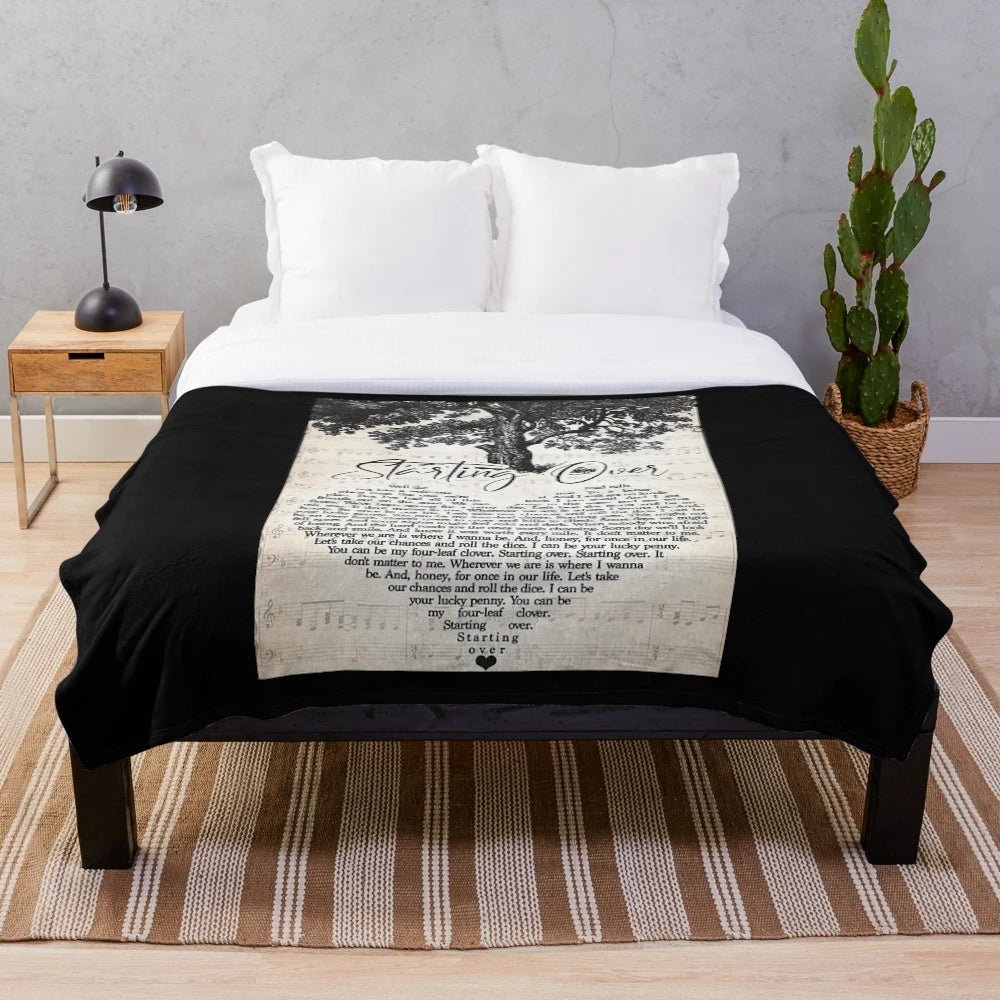 Plush blanket featuring the lyrics to Chris Stapleton's song "Starting Over