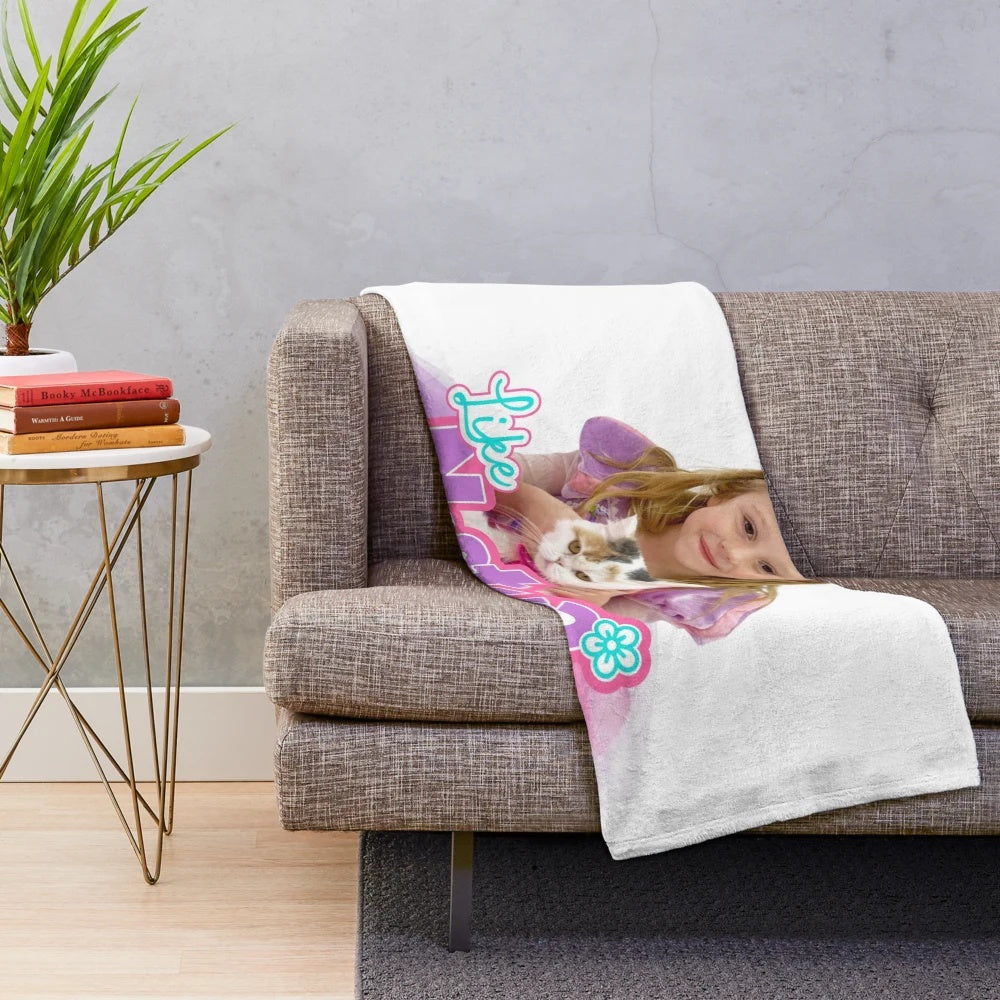Soft and cozy plush blanket with a cute cat design, inspired by the popular YouTube channel "Like Nastya