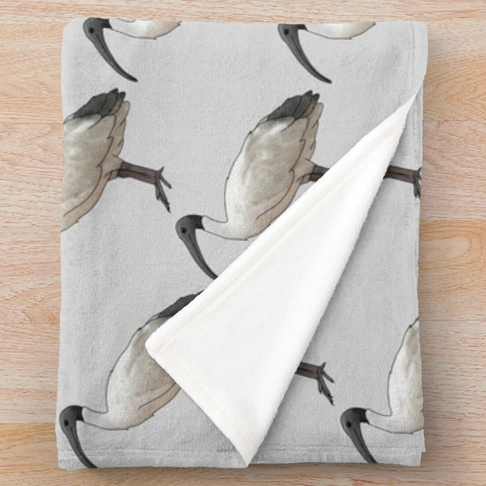 Soft, plush blanket featuring the iconic Australian white ibis bird