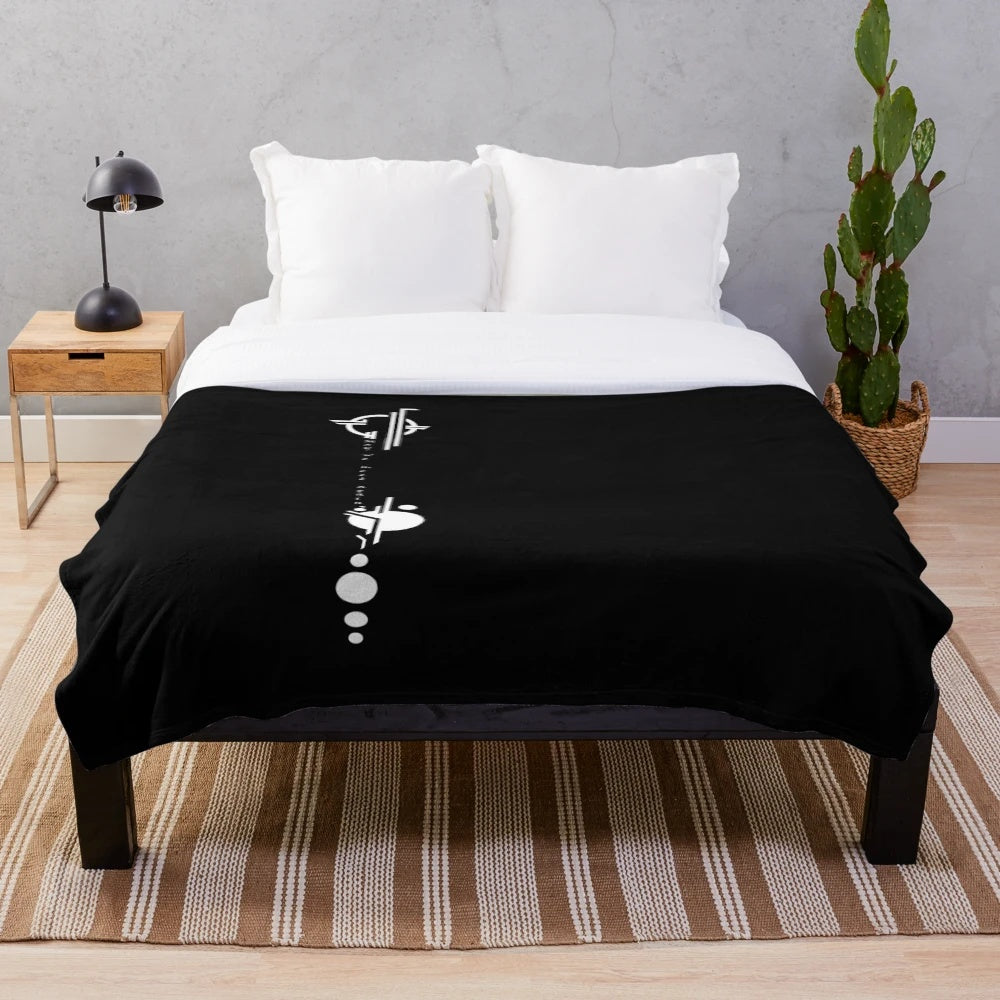Soft and cozy white plush blanket featuring Lexa's tattoo design from the TV series The 100