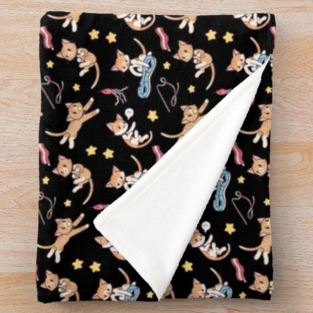 Soft and cozy plush blanket with a boy print design on a black background