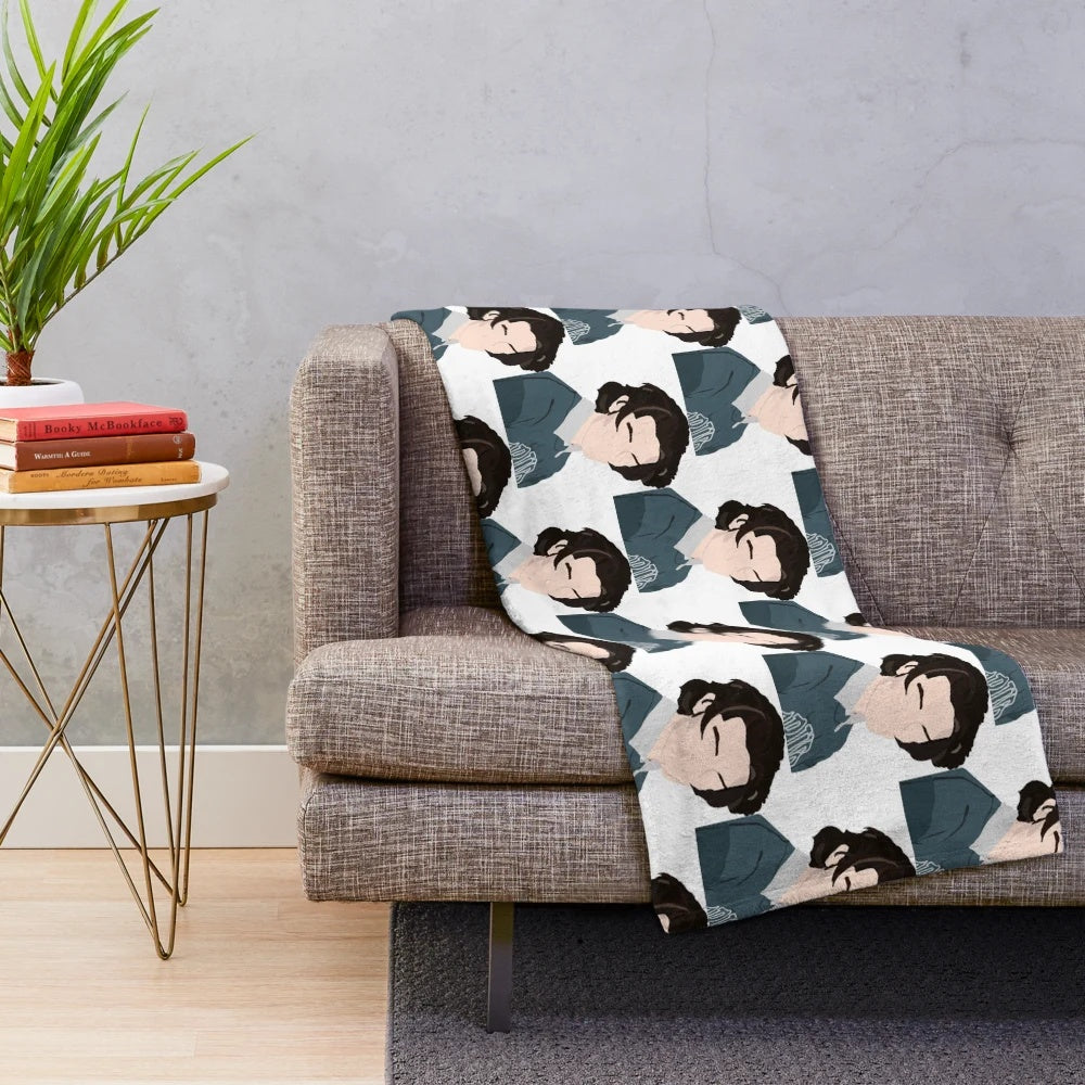 Soft plush gray blanket with Conan Gray inspired design