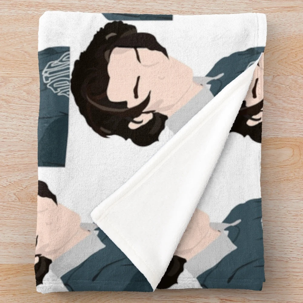 Soft plush gray blanket with Conan Gray inspired design